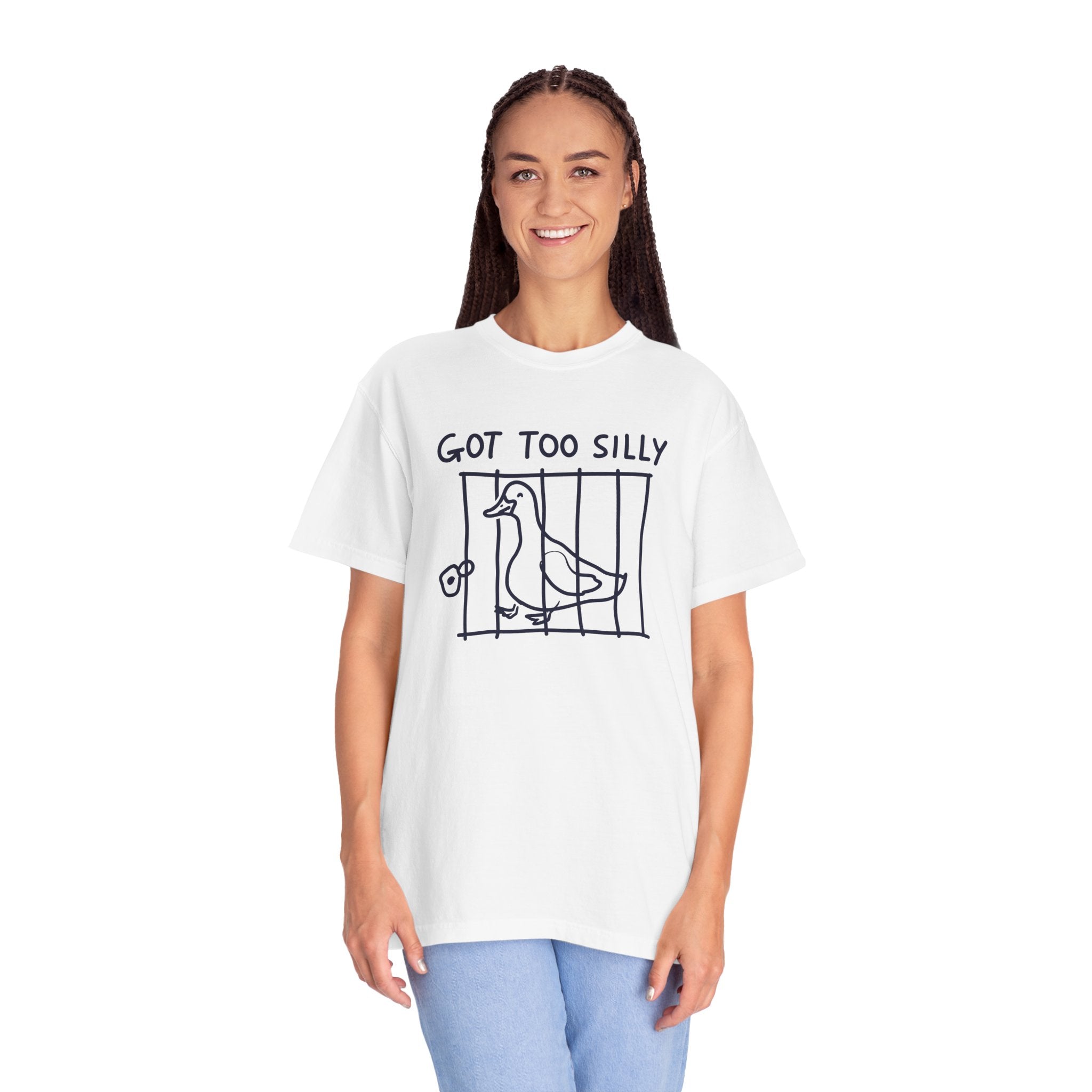 Got Too Silly Duck T-Shirt — Funny Hand-Drawn Bird Tee