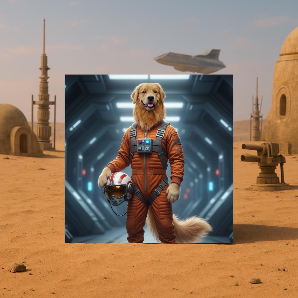 Custom Luke Skywalker Rebel Pet Portrait | Star Wars Inspired Wall Art