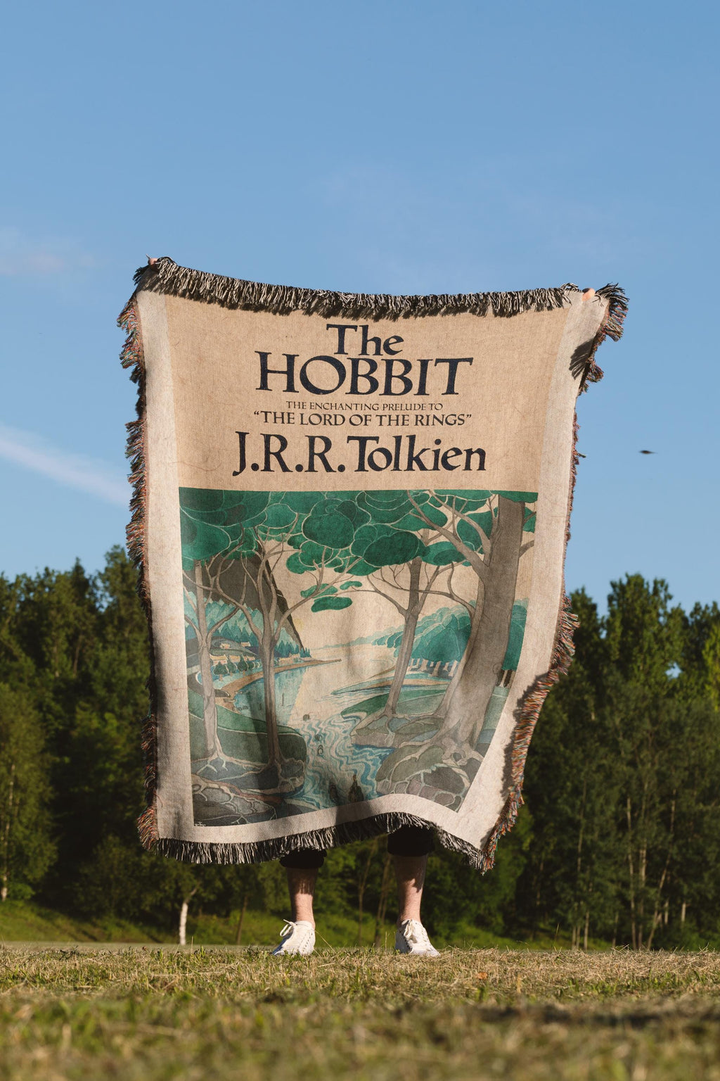 The Hobbit Book Cover Woven Blanket