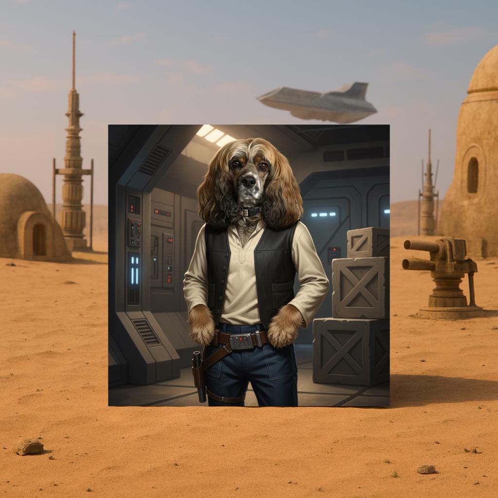 Custom Han Solo Canvas Pet Portrait | Star Wars Inspired Pet Art