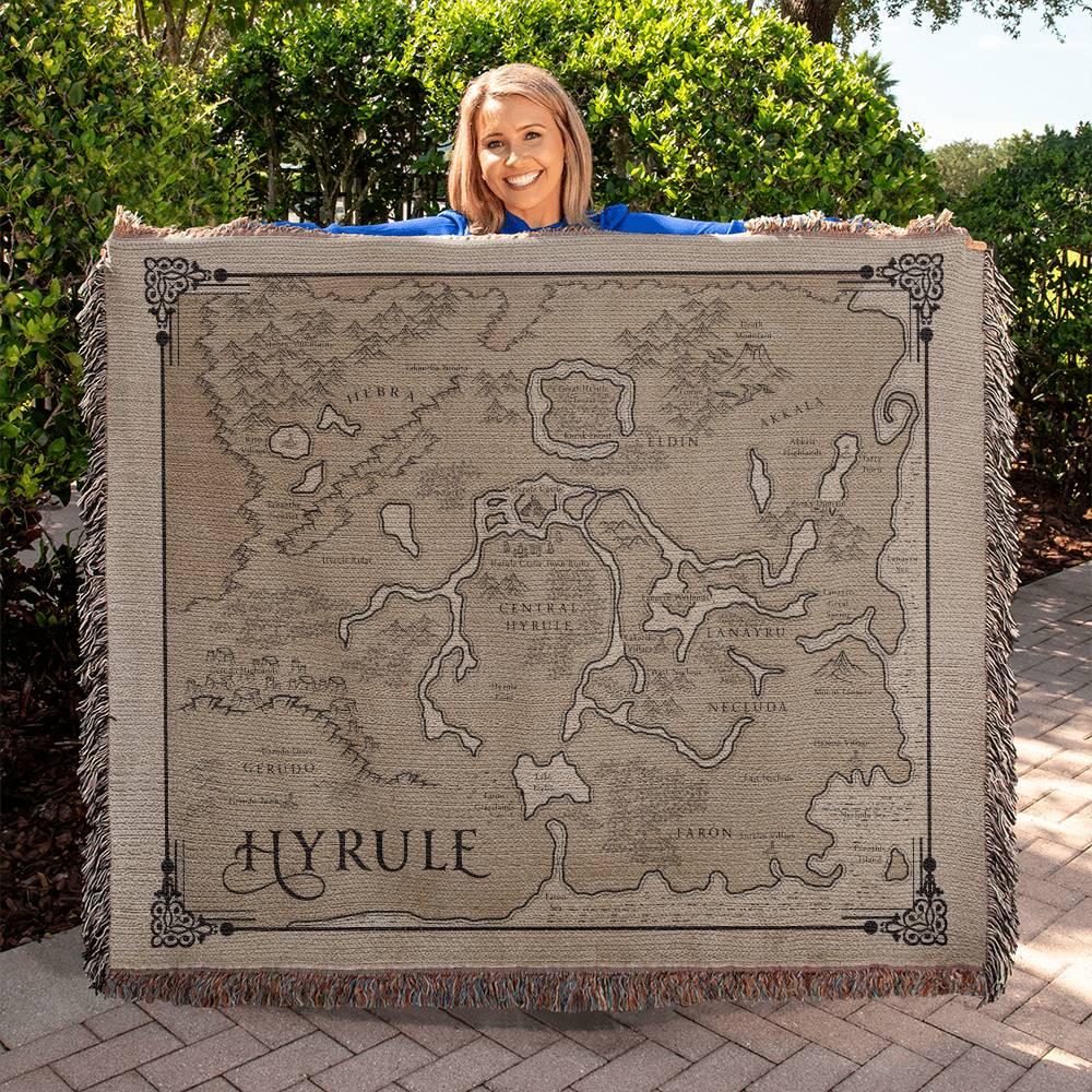 Hyrule Map, Breath of the Wild, Heirloom Woven Throw Blanket