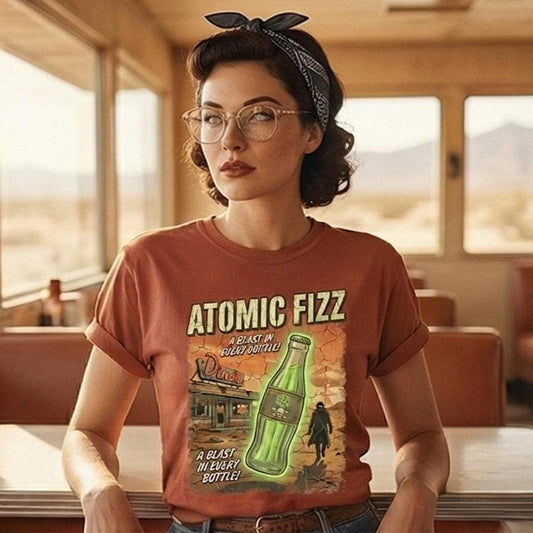 Comfort Colors® Retro Sci-Fi Wasteland T-Shirt, Atomic Age Soda Graphic Tee, Post-Apocalyptic Gamer Gift, Vintage 1950s Dystopian