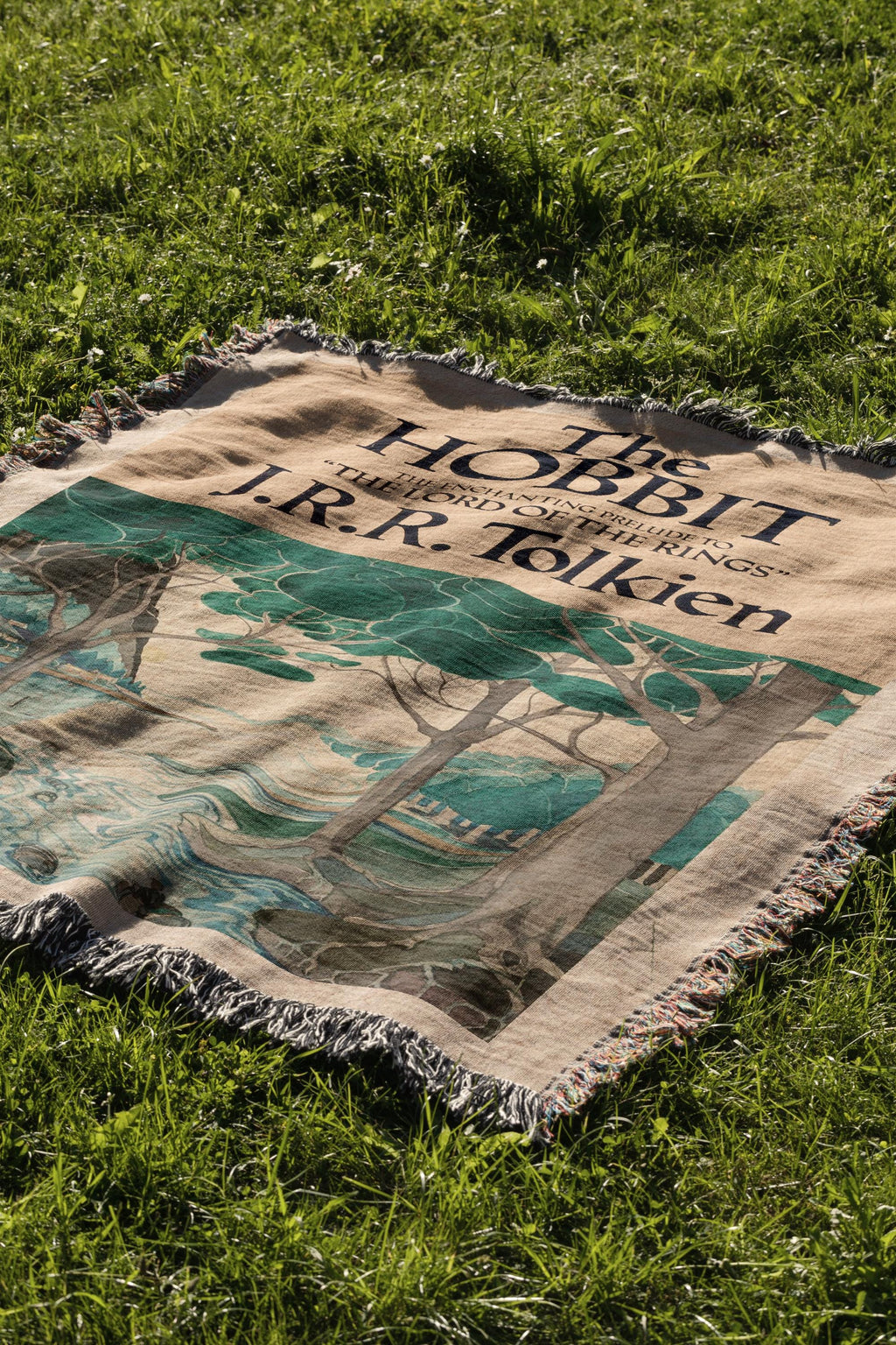 The Hobbit Book Cover Woven Blanket