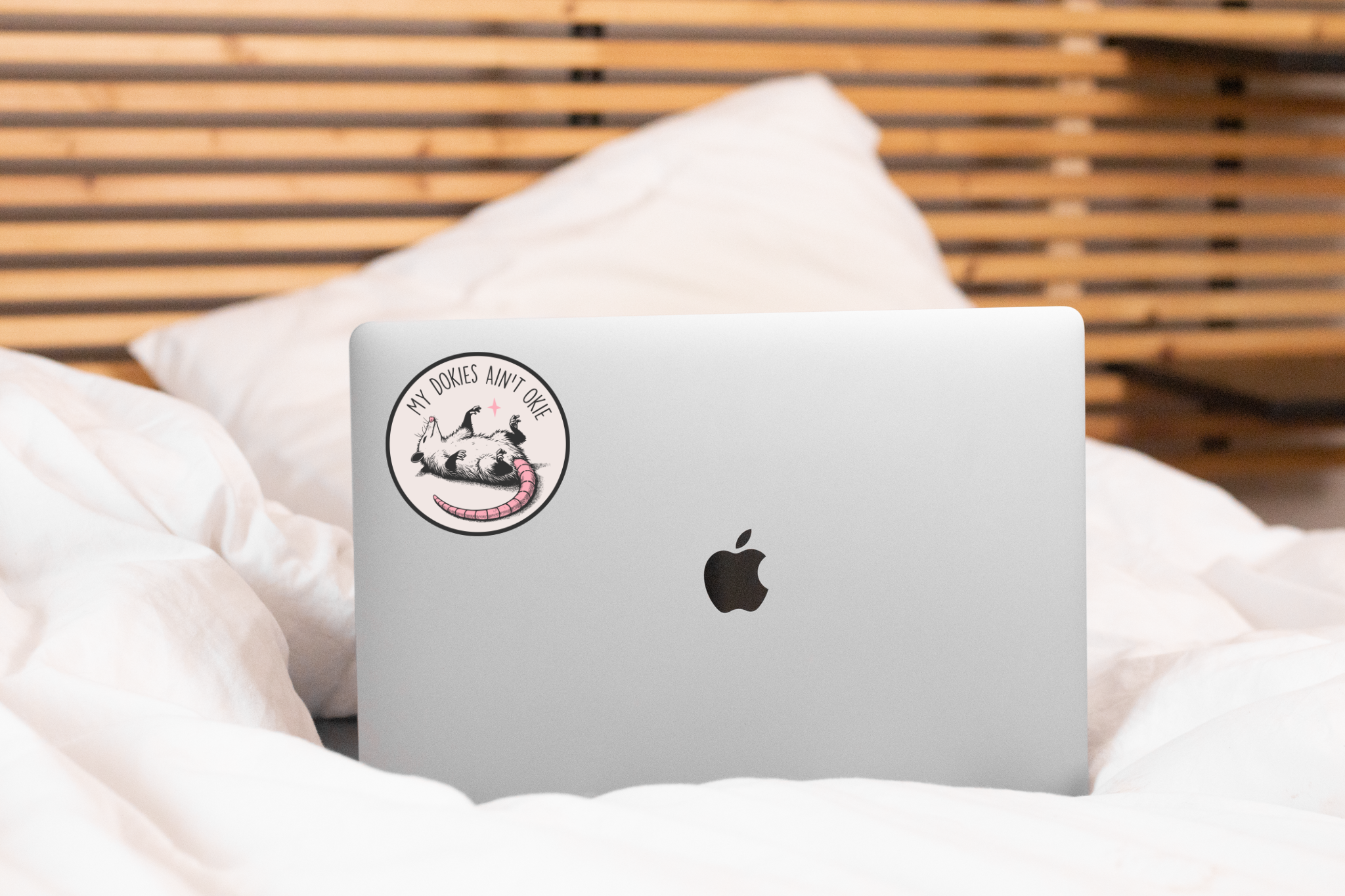 My Dokies Ain't Okie Sticker - opossum, anxiety, animal