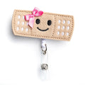 Pink Bow 360-Degree Rotating Retractable Reel Badge Holder