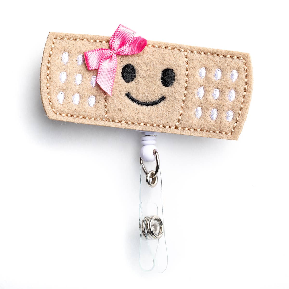 Pink Bow 360-Degree Rotating Retractable Reel Badge Holder