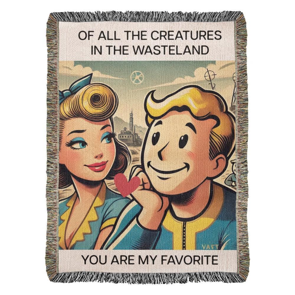 Vault Boy and Pinup Girl Throw Blanket, Personalized Hair Color Options, Fan Art