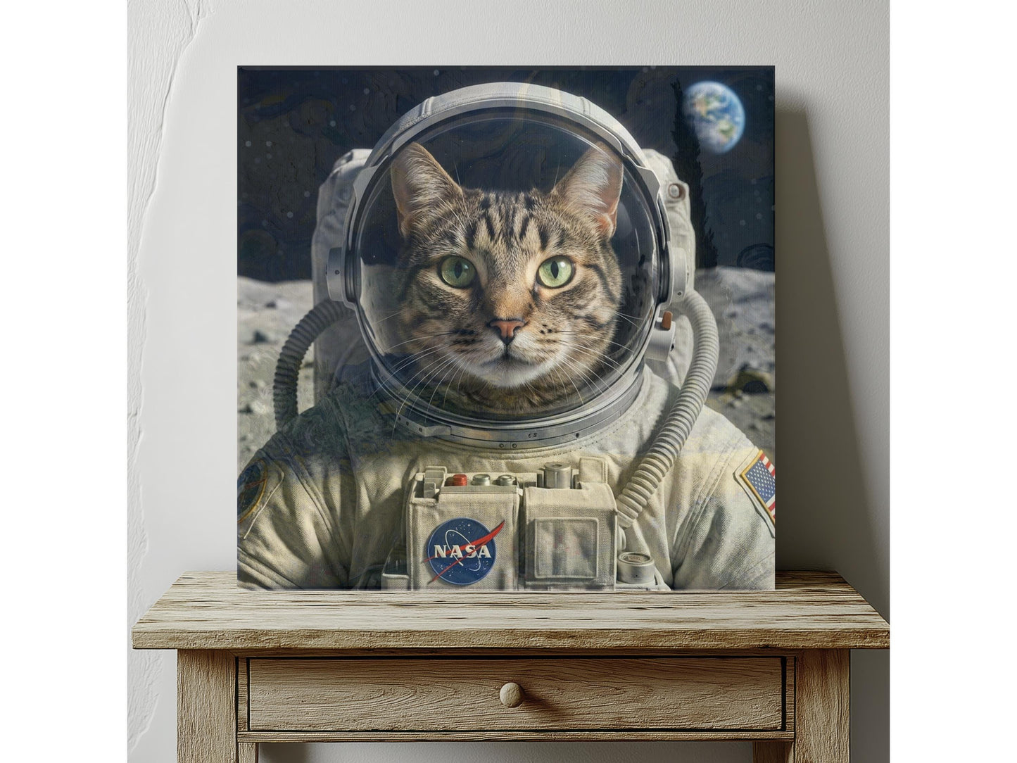 Astronaut Pet Portrait, Custom Space Explorer Art