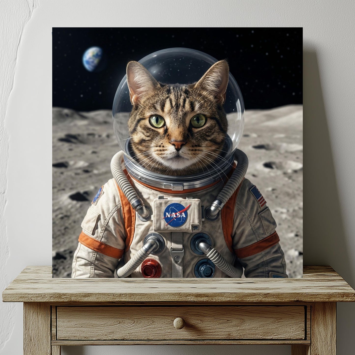 Astronaut Pet Portrait, Custom Space Explorer Art